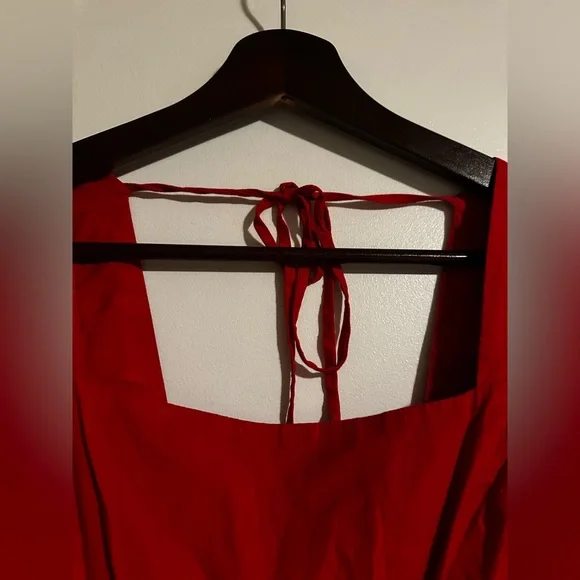 WAYF - Red Open-Back Bow Dress - Picture 6 of 11